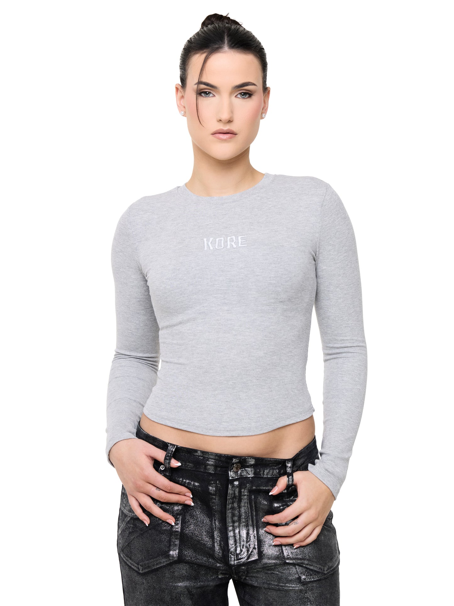 COMFORT LONG SLEEVE TOP - GREY